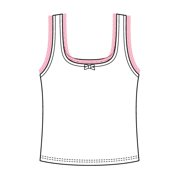 Square Neck Ribbed Tank with Lace Trim and Bow