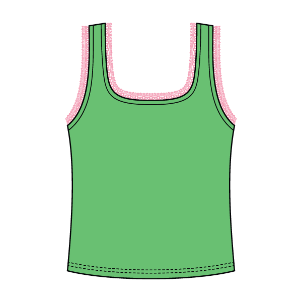 Square Neck Ribbed Tank with Lace Trim and Bow