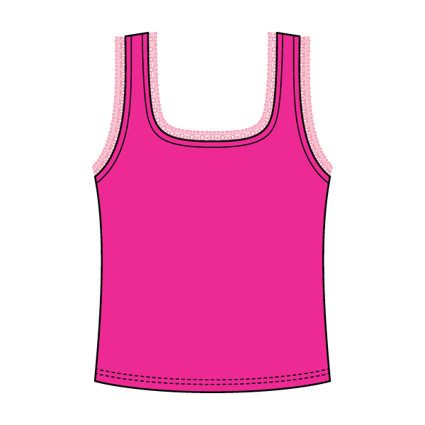 Square Neck Ribbed Tank with Lace Trim and Bow