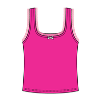 Square Neck Ribbed Tank with Lace Trim and Bow