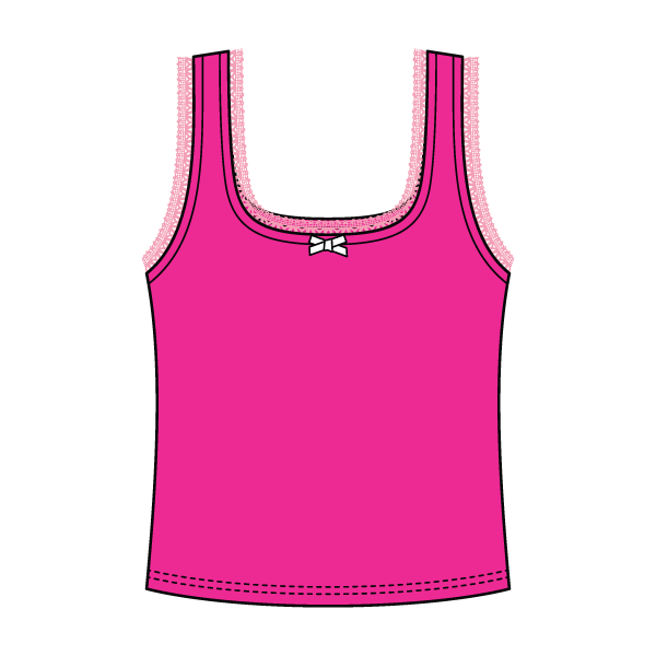 Square Neck Ribbed Tank with Lace Trim and Bow
