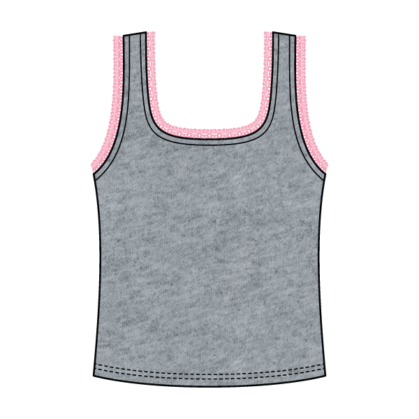 Square Neck Ribbed Tank with Lace Trim and Bow