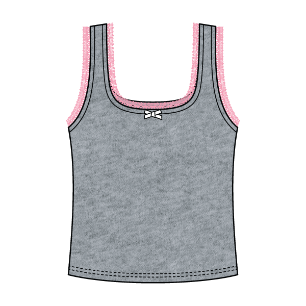 Square Neck Ribbed Tank with Lace Trim and Bow