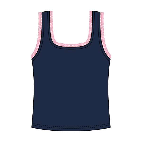 Square Neck Ribbed Tank with Lace Trim and Bow
