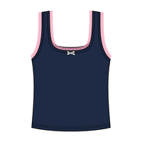Square Neck Ribbed Tank with Lace Trim and Bow