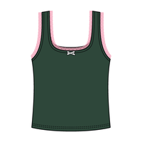 Square Neck Ribbed Tank with Lace Trim and Bow