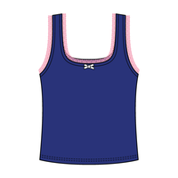 Square Neck Ribbed Tank with Lace Trim and Bow
