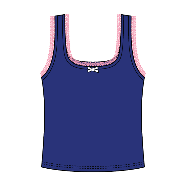 Square Neck Ribbed Tank with Lace Trim and Bow
