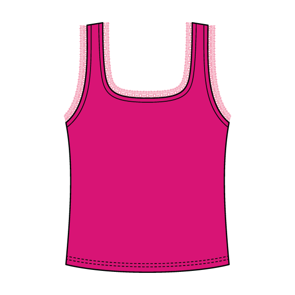 Square Neck Ribbed Tank with Lace Trim and Bow