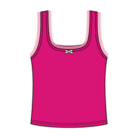 Square Neck Ribbed Tank with Lace Trim and Bow