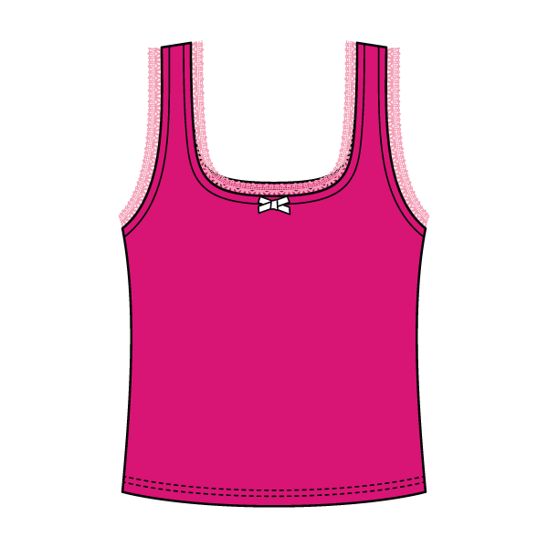 Square Neck Ribbed Tank with Lace Trim and Bow