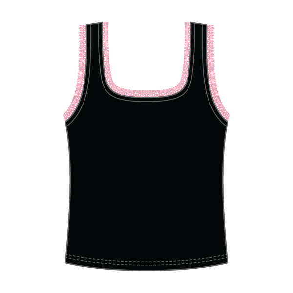 Square Neck Ribbed Tank with Lace Trim and Bow