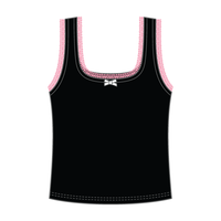Square Neck Ribbed Tank with Lace Trim and Bow