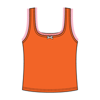 Square Neck Ribbed Tank with Lace Trim and Bow