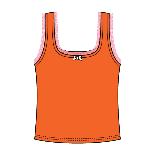 Square Neck Ribbed Tank with Lace Trim and Bow