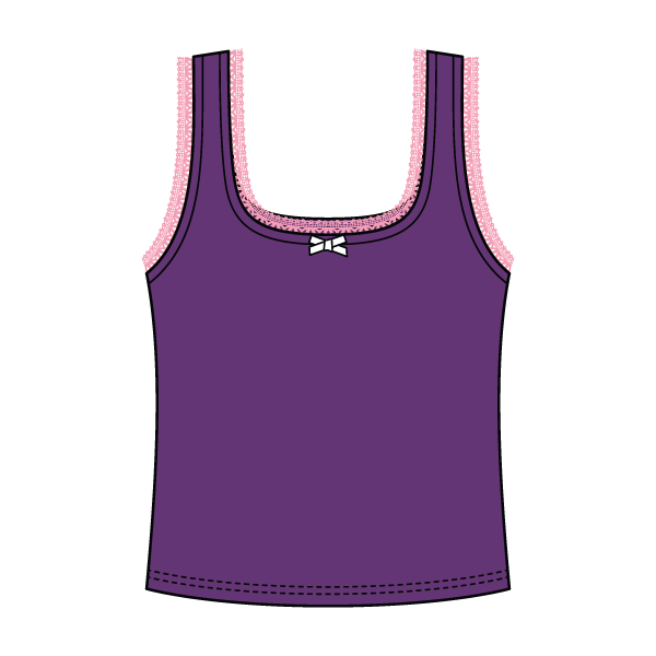 Square Neck Ribbed Tank with Lace Trim and Bow