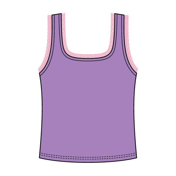 Square Neck Ribbed Tank with Lace Trim and Bow