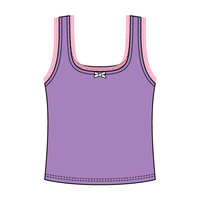 Square Neck Ribbed Tank with Lace Trim and Bow