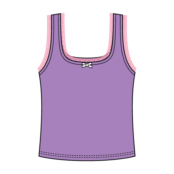 Square Neck Ribbed Tank with Lace Trim and Bow