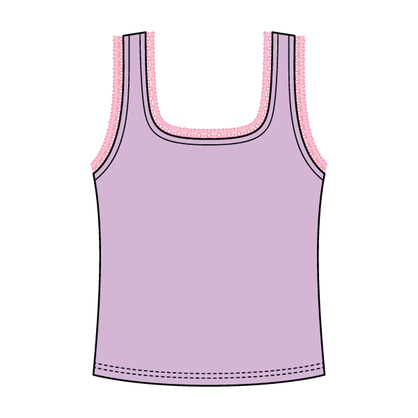 Square Neck Ribbed Tank with Lace Trim and Bow