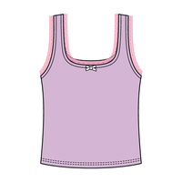 Square Neck Ribbed Tank with Lace Trim and Bow