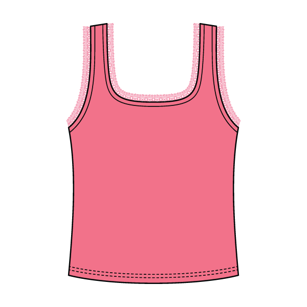 Square Neck Ribbed Tank with Lace Trim and Bow