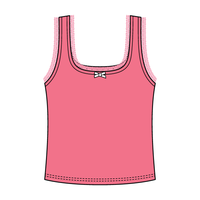 Square Neck Ribbed Tank with Lace Trim and Bow