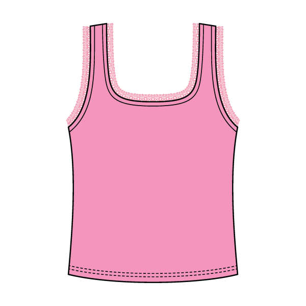 Square Neck Ribbed Tank with Lace Trim and Bow