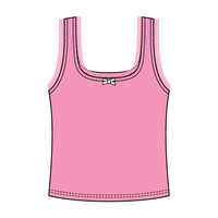 Square Neck Ribbed Tank with Lace Trim and Bow
