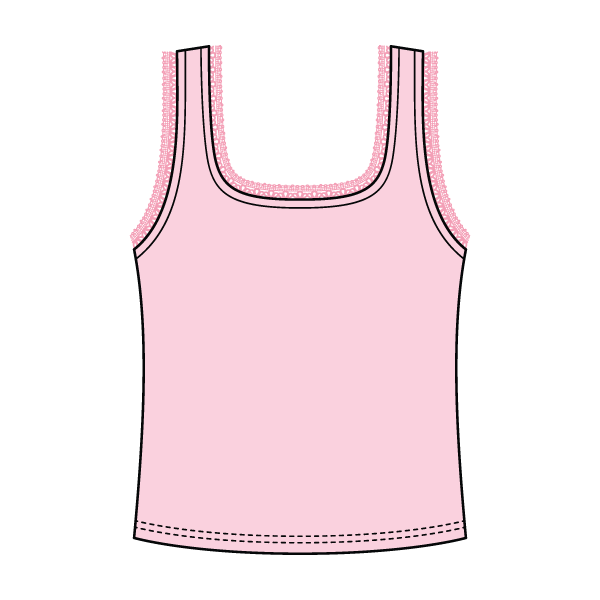 Square Neck Ribbed Tank with Lace Trim and Bow