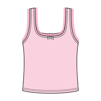 Square Neck Ribbed Tank with Lace Trim and Bow