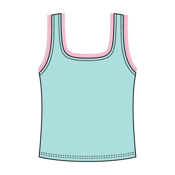 Square Neck Ribbed Tank with Lace Trim and Bow