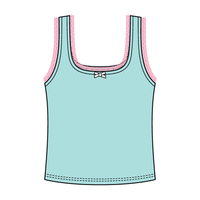 Square Neck Ribbed Tank with Lace Trim and Bow