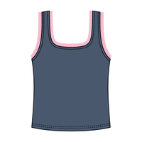 Square Neck Ribbed Tank with Lace Trim and Bow