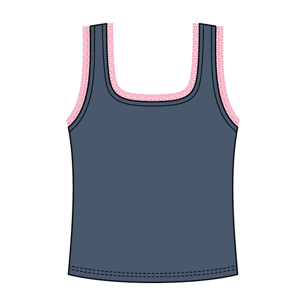 Square Neck Ribbed Tank with Lace Trim and Bow