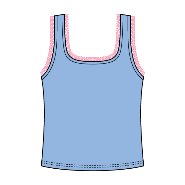 Square Neck Ribbed Tank with Lace Trim and Bow