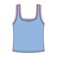 Square Neck Ribbed Tank with Lace Trim and Bow