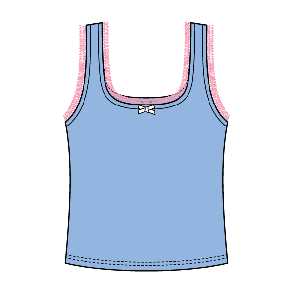 Square Neck Ribbed Tank with Lace Trim and Bow