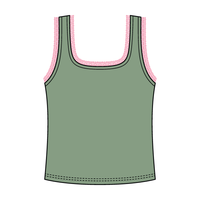 Square Neck Ribbed Tank with Lace Trim and Bow