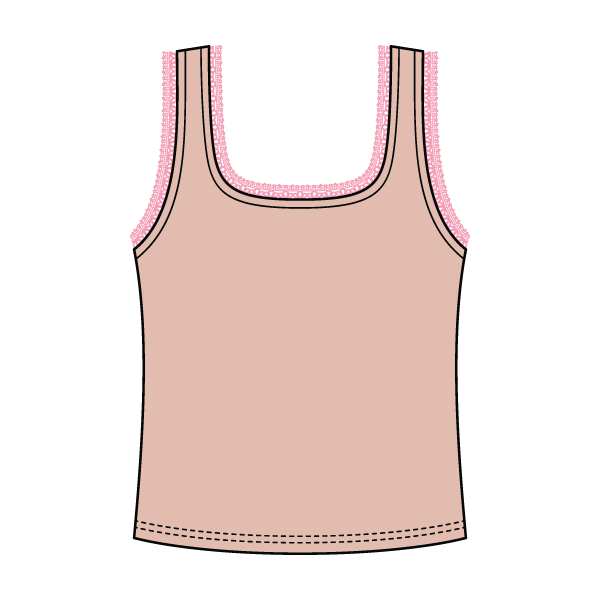 Square Neck Ribbed Tank with Lace Trim and Bow