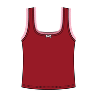 Square Neck Ribbed Tank with Lace Trim and Bow