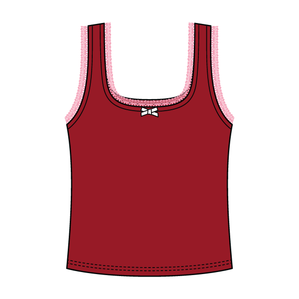Square Neck Ribbed Tank with Lace Trim and Bow