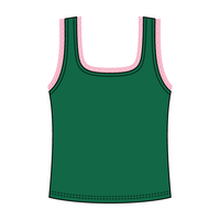 Square Neck Ribbed Tank with Lace Trim and Bow