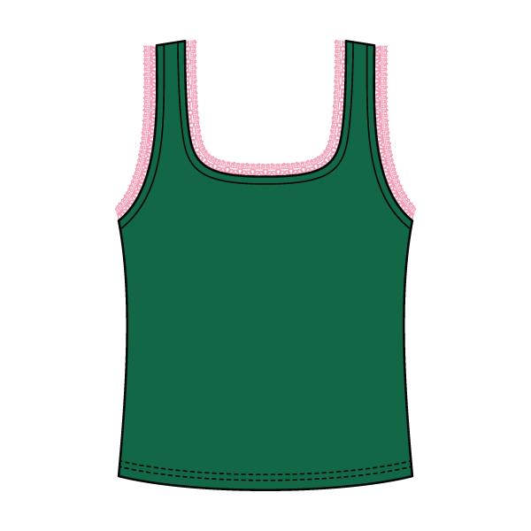 Square Neck Ribbed Tank with Lace Trim and Bow