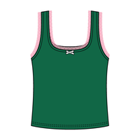 Square Neck Ribbed Tank with Lace Trim and Bow