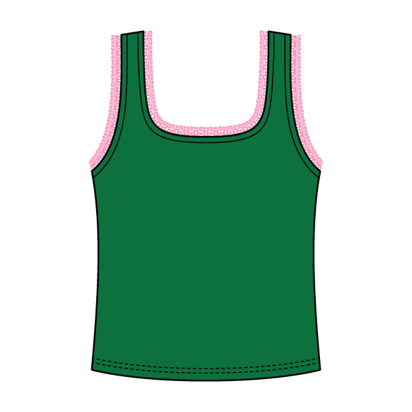 Square Neck Ribbed Tank with Lace Trim