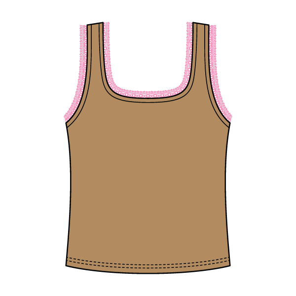 Square Neck Ribbed Tank with Lace Trim