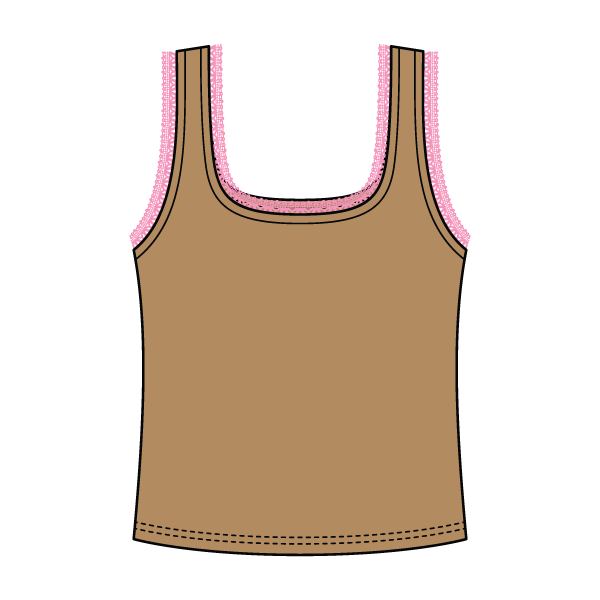 Square Neck Ribbed Tank with Lace Trim
