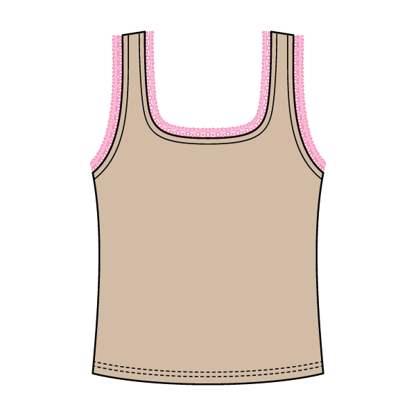 Square Neck Ribbed Tank with Lace Trim