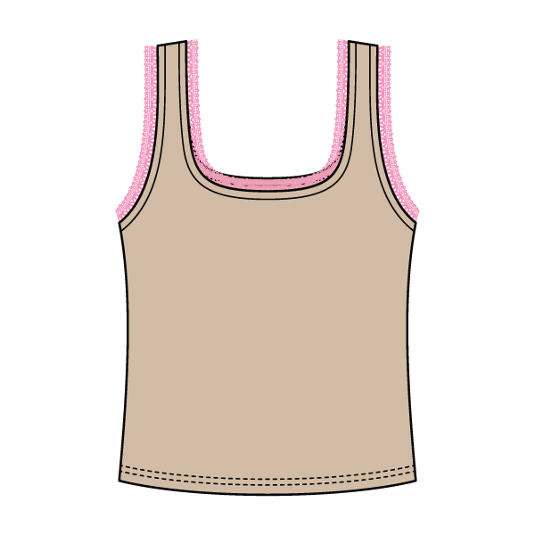 Square Neck Ribbed Tank with Lace Trim